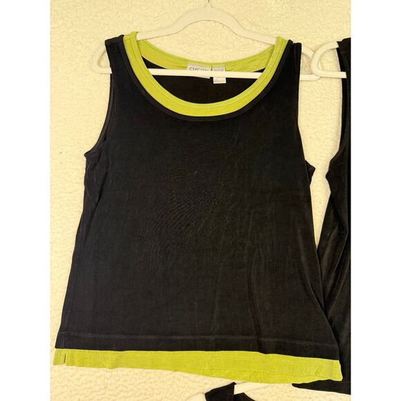 CHICOS Tank Top Shirt Women 2 (L) Black Stretch Set of 3 Cruise Vacation - Picture 3 of 9